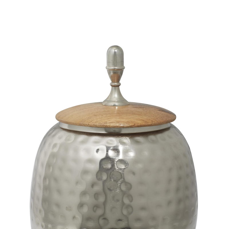 Deco 79 Metal Living Room Decorative Jars Decorative Container, Jar with Lid 7" x 7" x 16", Silver - Image 5